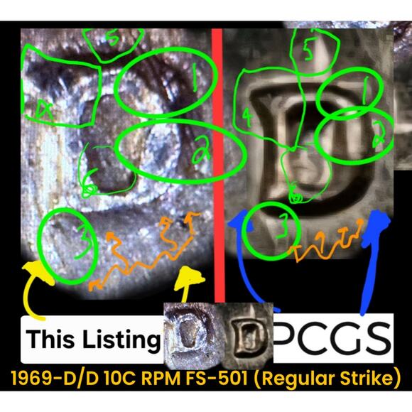 READ 1969-D/D 10C RPM FS-501 Roosevelt Dime Double Ear In COD We Trust Errors - Picture 5 of 10